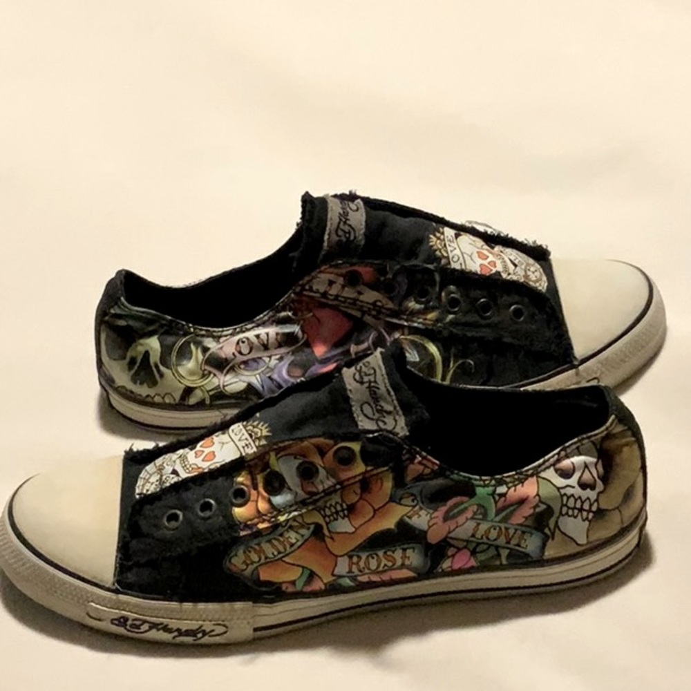 Ed Hardy Love Kills & Golden Rose of Love Shoes - Size 11